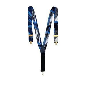 Vintage Pelican USA Button Suspenders Silk Pattern Brass Adjusters Leather Ends